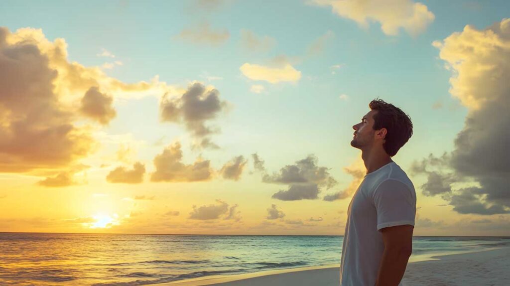 Man reflecting with sunset - Men's Mental Health